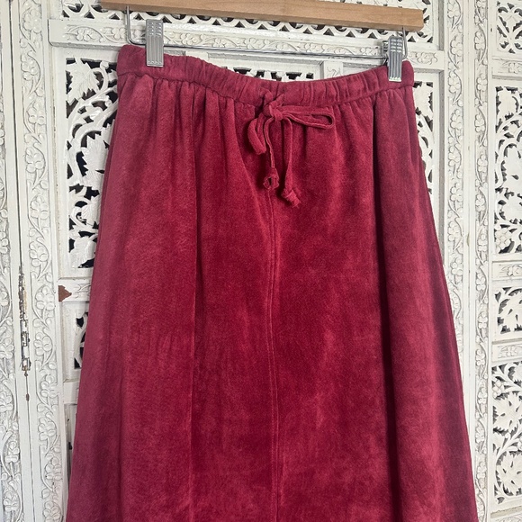 Vintage Deadstock Terry Lewis Red Suede Prairie Cottage Maxi Skirt Sz Small - Picture 3 of 6
